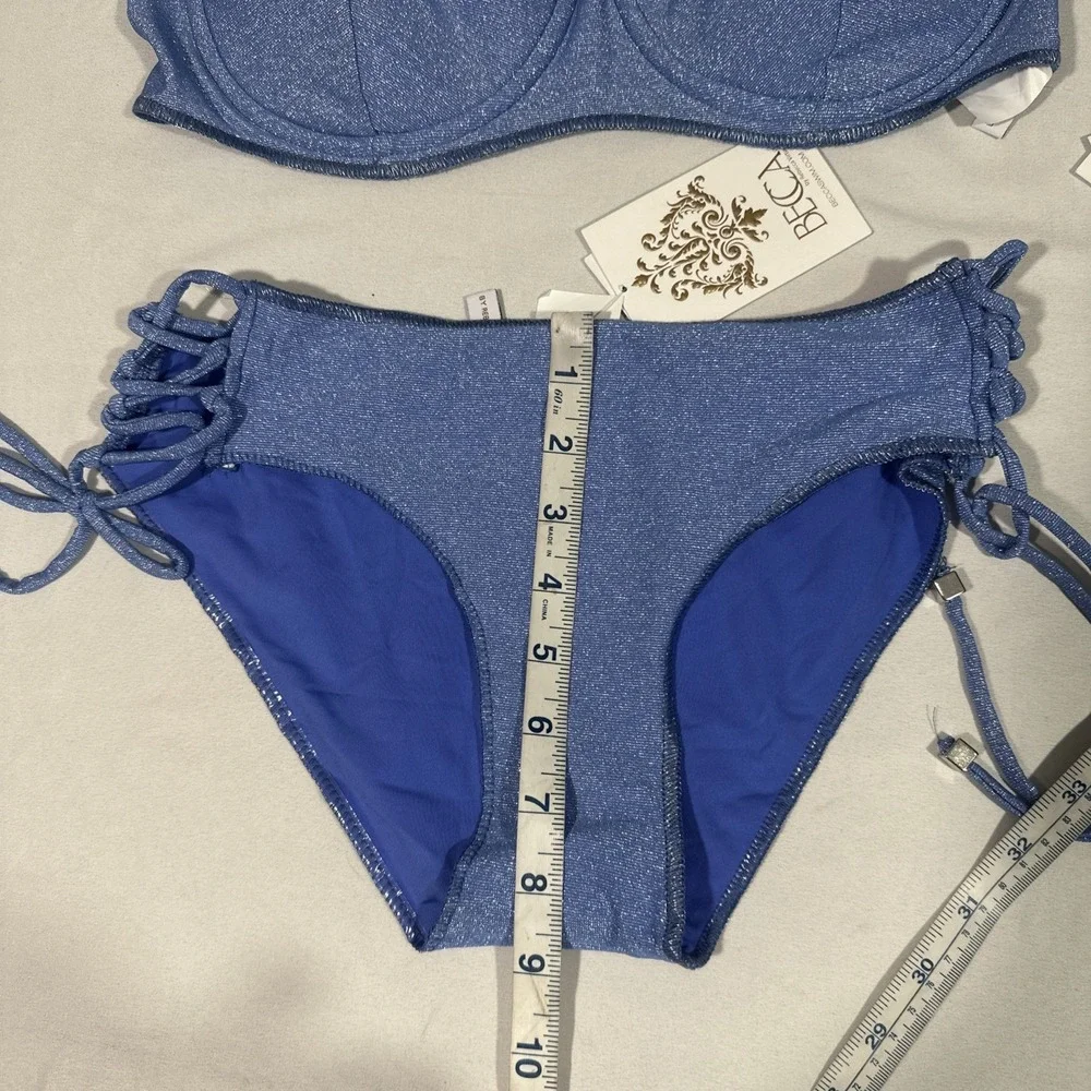 NWT BECCA [ 2PC ] Shimmer Bikini‎ Top ( D Cup) + Side Tie Bottom ( Small ) 7131